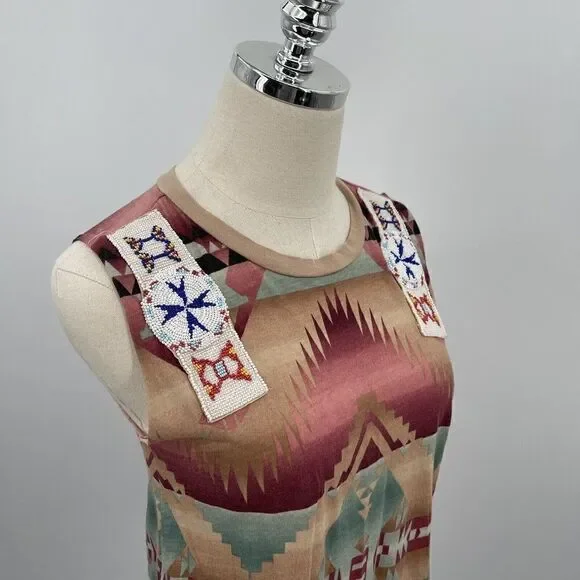 Denim & supply Ralph Lauren tribal beaded tank Small BoxH sleeveless Aztec - Picture 3 of 7